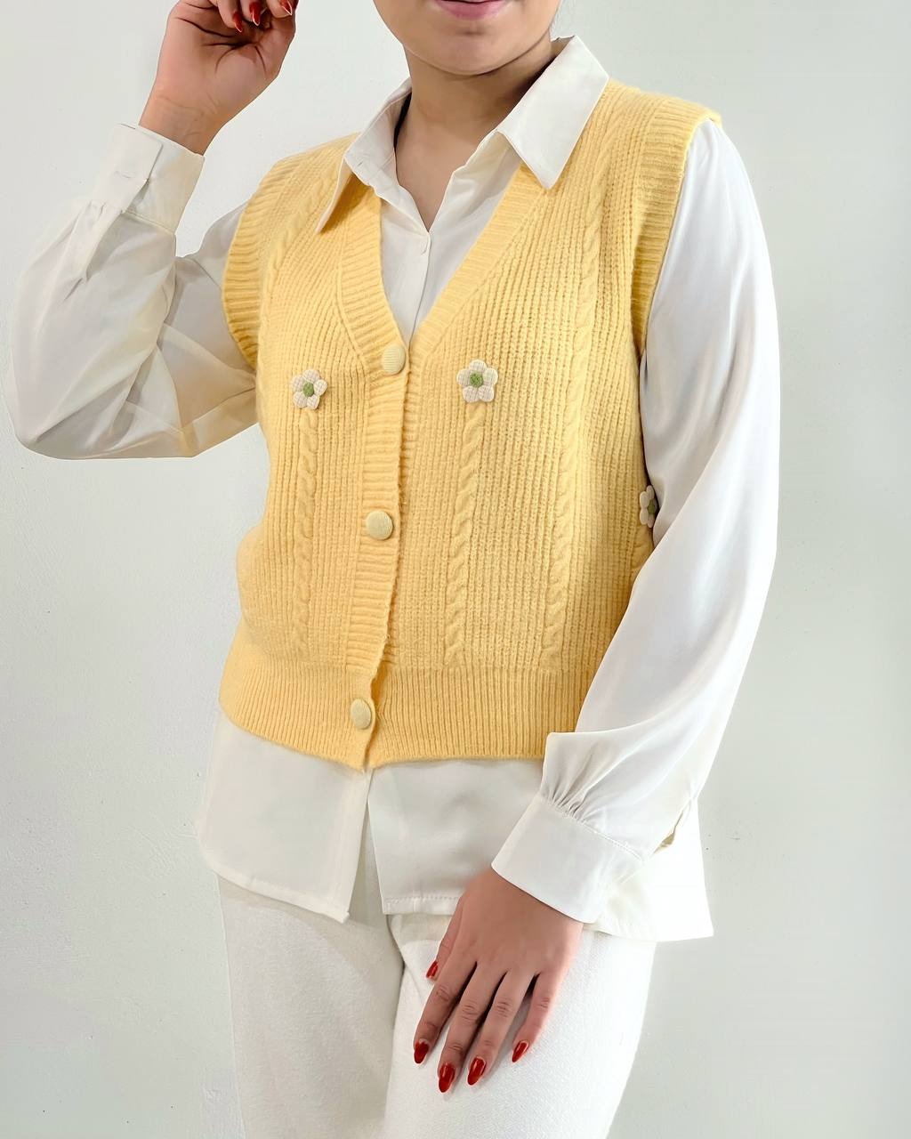 جلیقه بافت جلو دکمه کد 4200