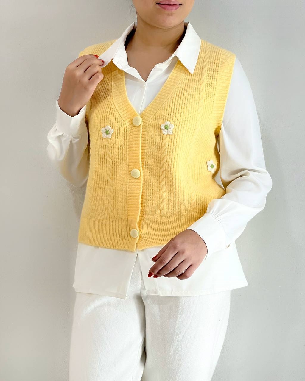 جلیقه بافت جلو دکمه کد 4200