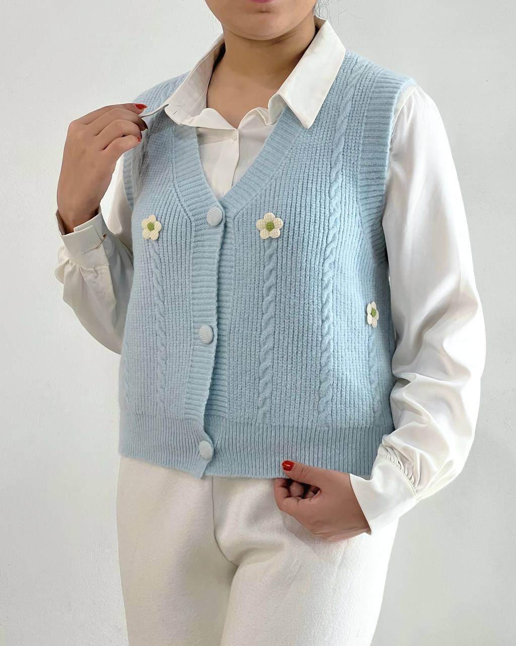 جلیقه بافت جلو دکمه کد 4200