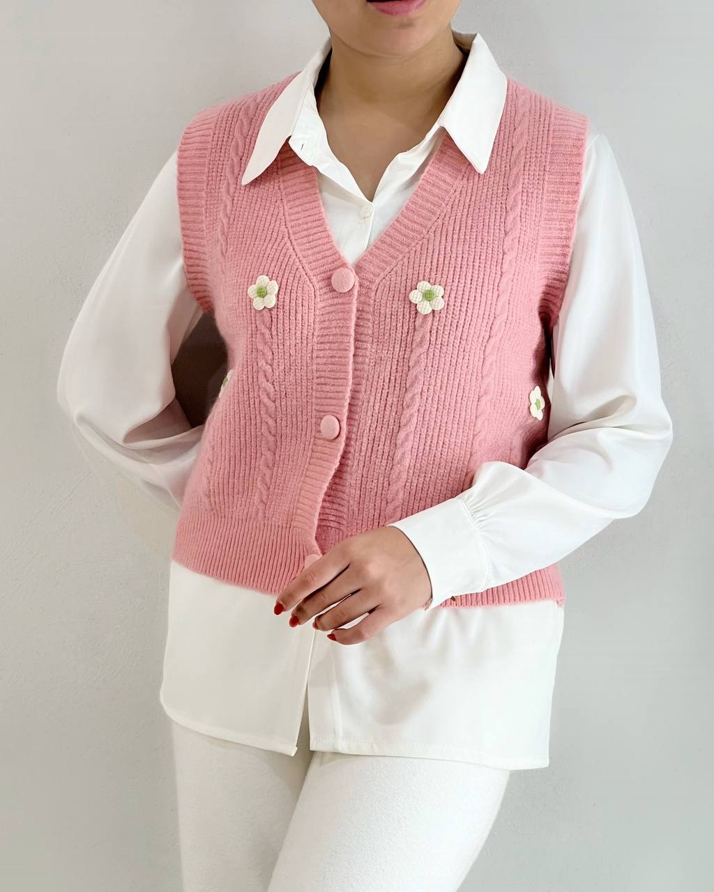 جلیقه بافت جلو دکمه کد 4200