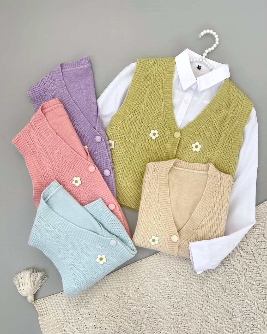 جلیقه بافت جلو دکمه کد 4200