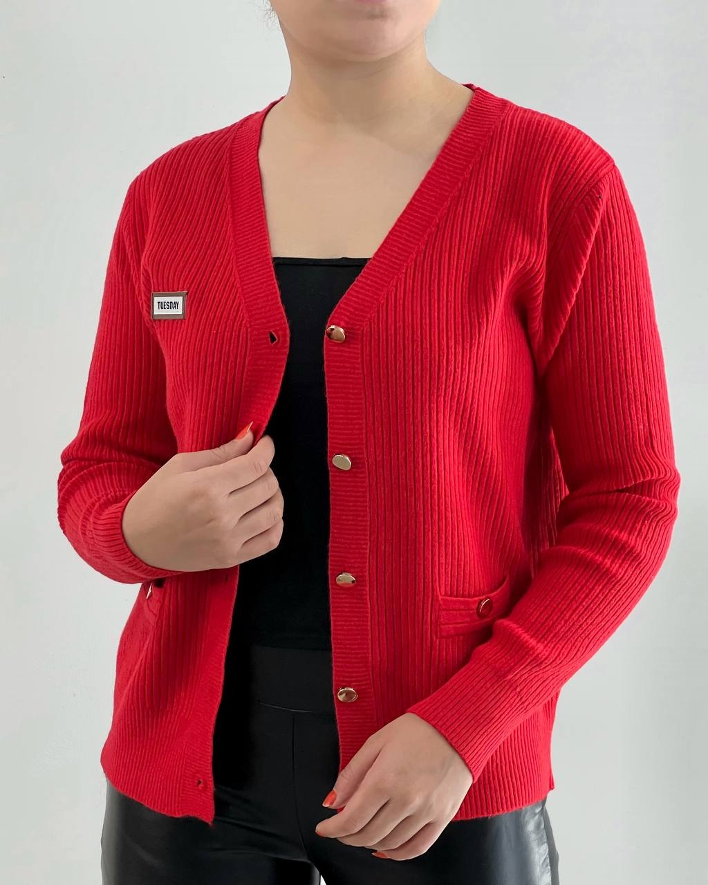 ژاکت بافت جلو دکمه کد 4201