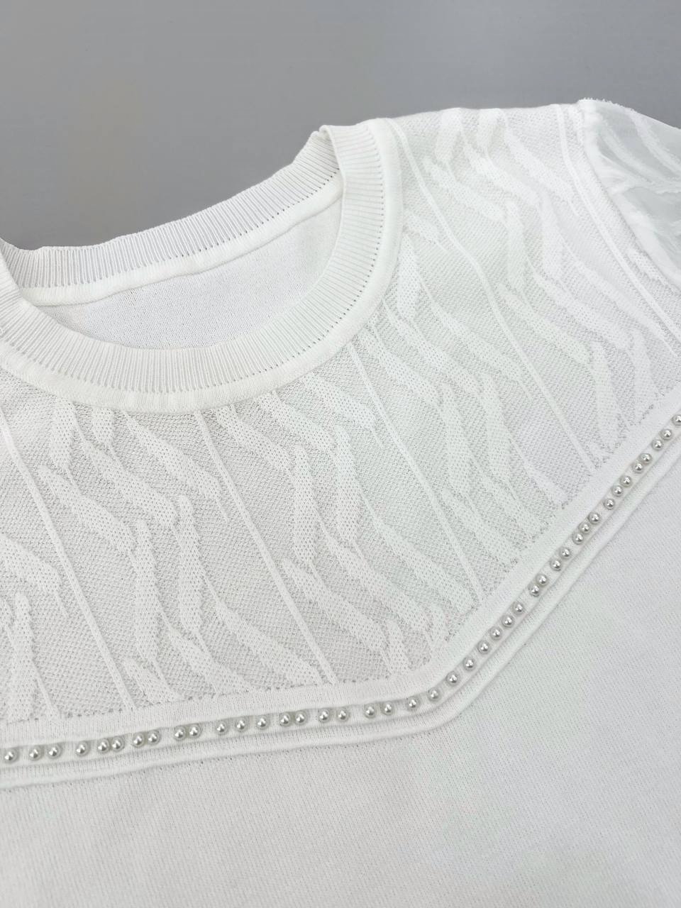 پلیور بافت آستین حریر مچی کد 4203