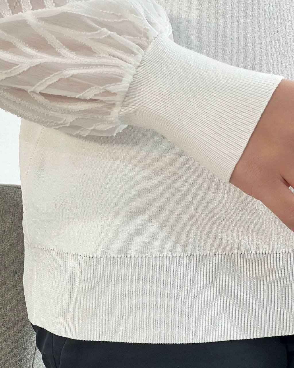 پلیور بافت آستین حریر مچی کد 4203