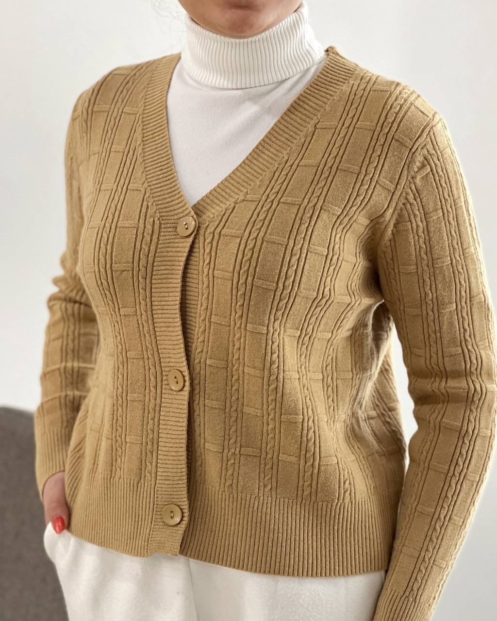 ژاکت بافت جلو دکمه کد 4210