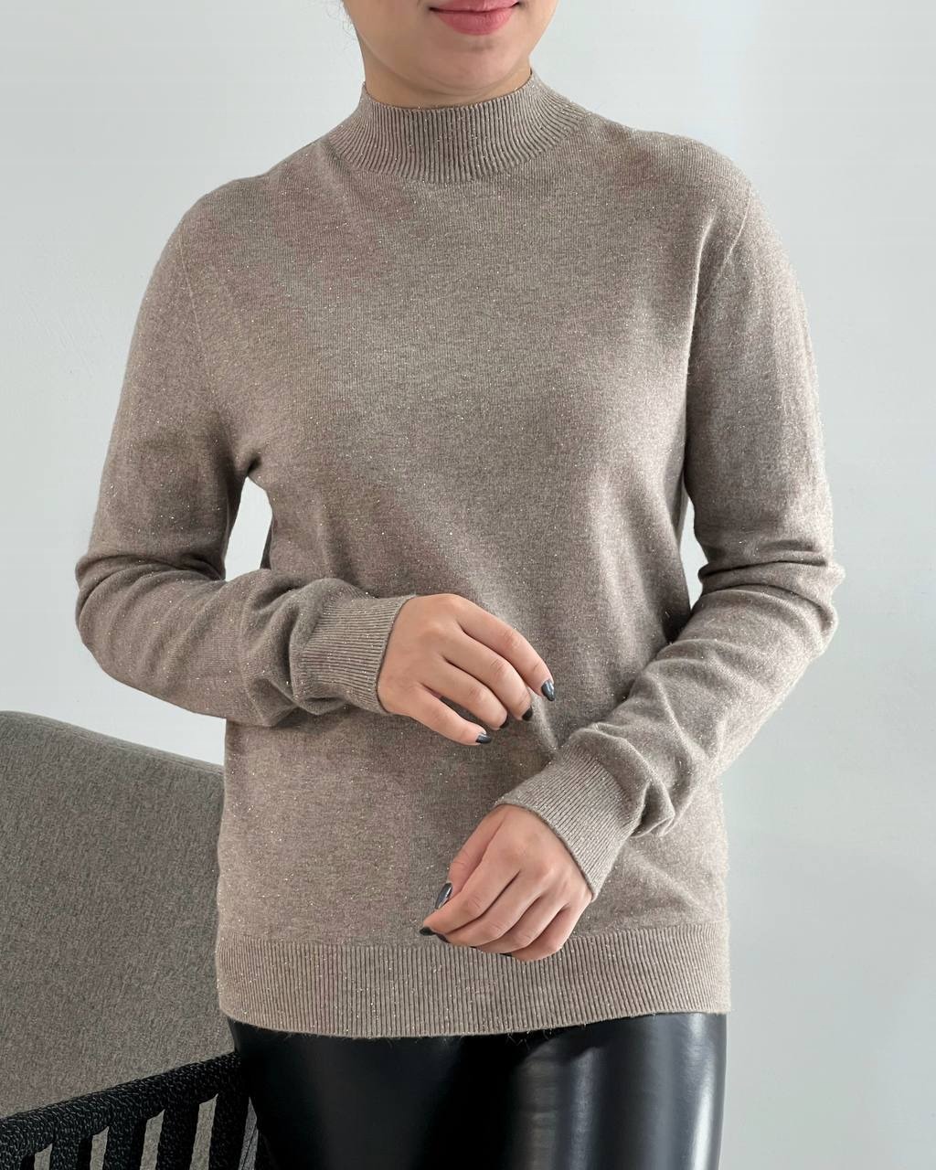 پلیور بافت دو رنگ لمه دار کد 4215