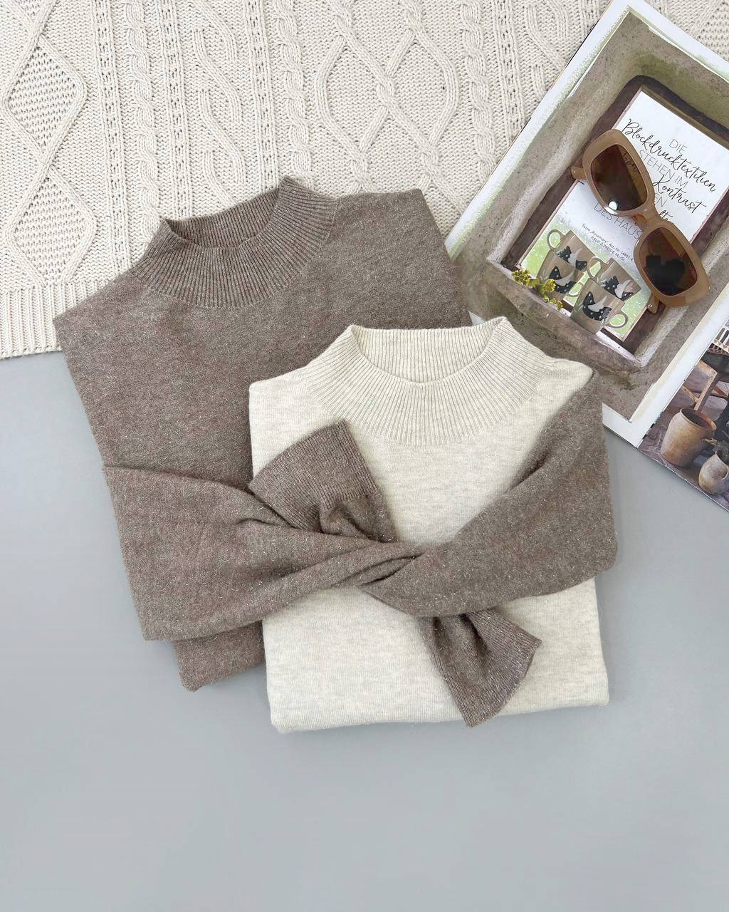 پلیور بافت دو رنگ لمه دار کد 4215