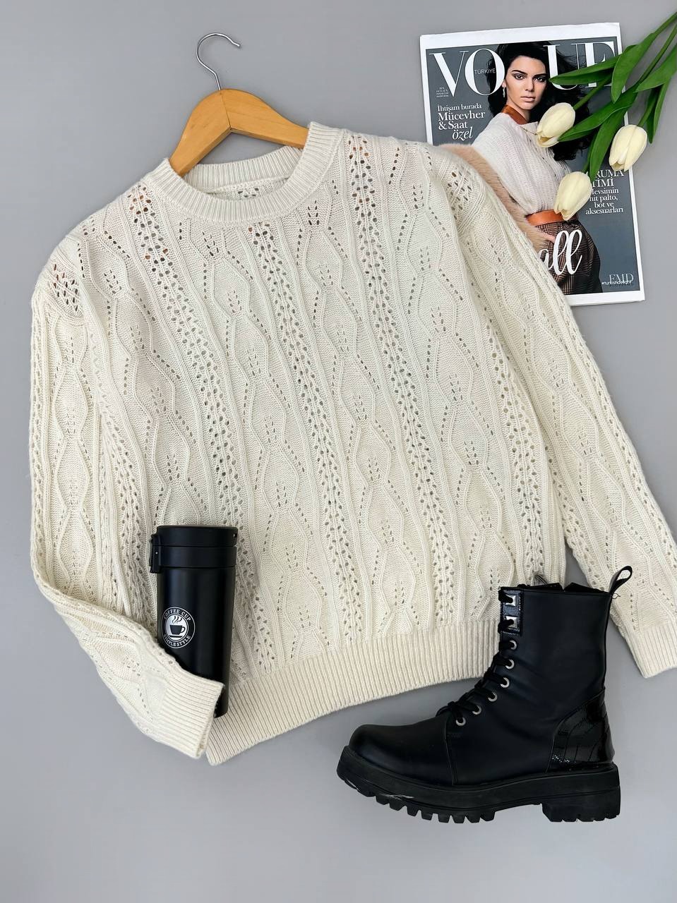 پلیور بافت بوکله تکرنگ کد 4216