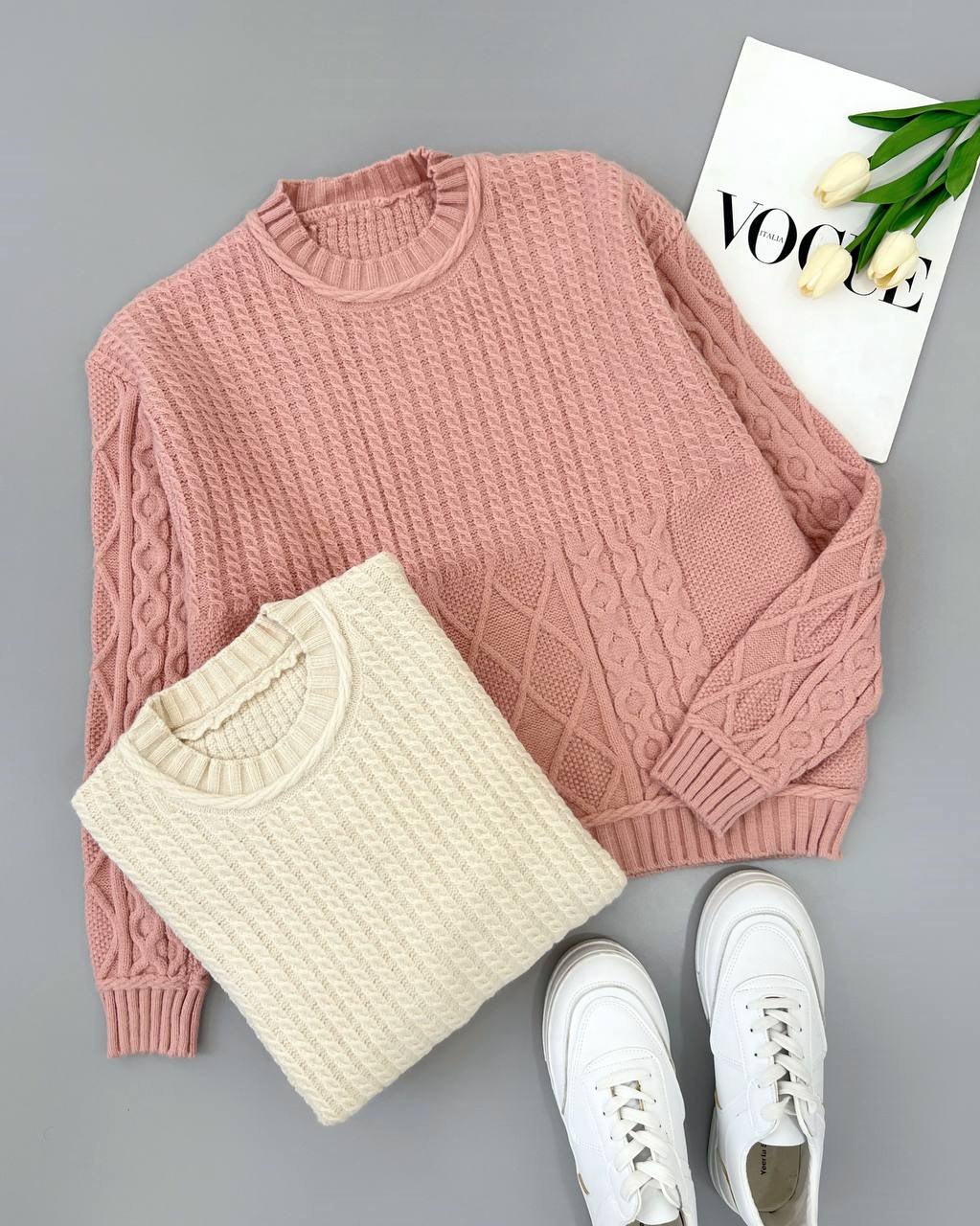 پلیور بافت دو رنگ کد 4219