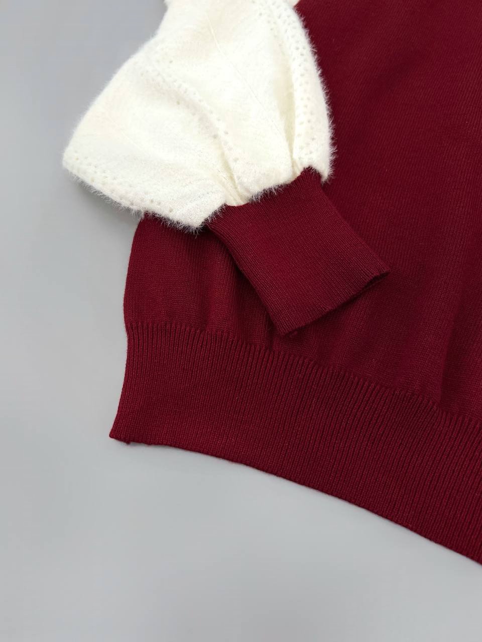 پلیور بافت مروارید سرشانه چین کد 4221