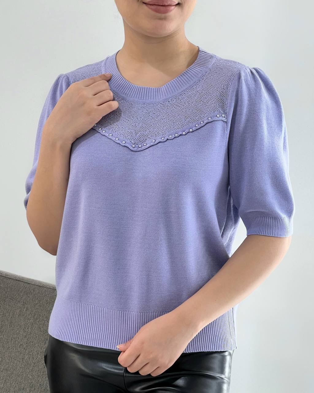 بلوز بافت استین سه ربع کد 4223