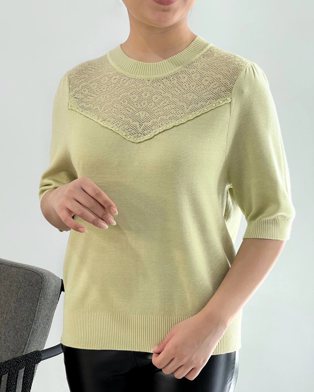 بلوز بافت استین سه ربع کد 4223