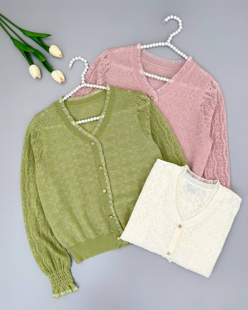 پلیور بافت گیپور گل برجسته کد 4225