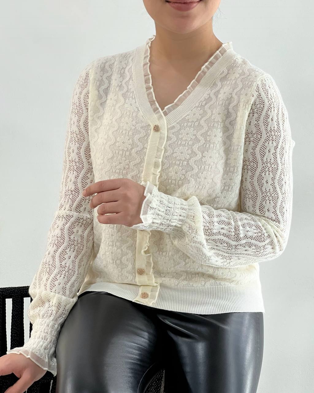 پلیور بافت گیپور گل برجسته کد 4225