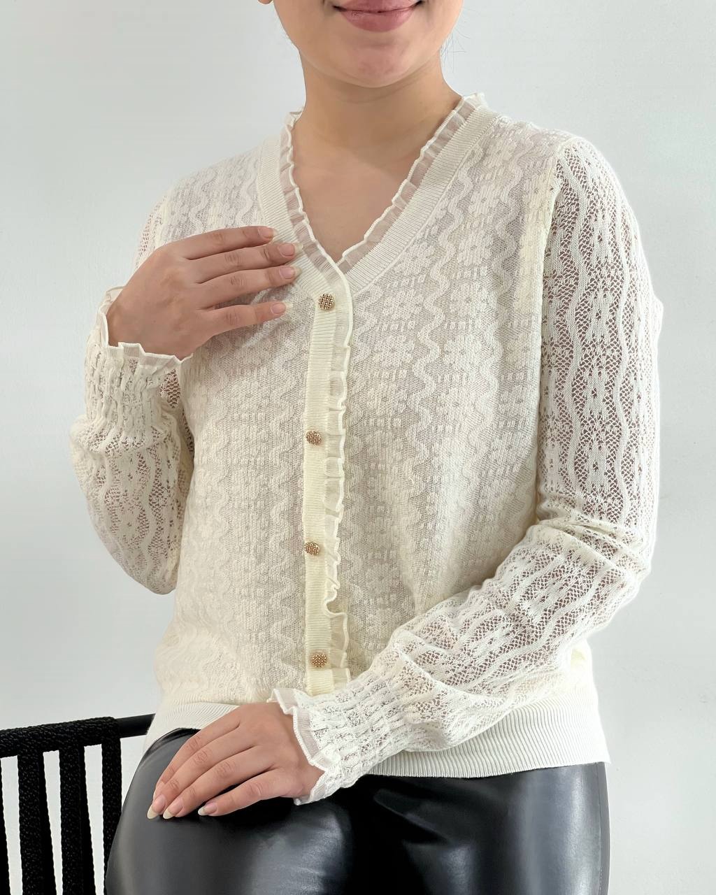 پلیور بافت گیپور گل برجسته کد 4225