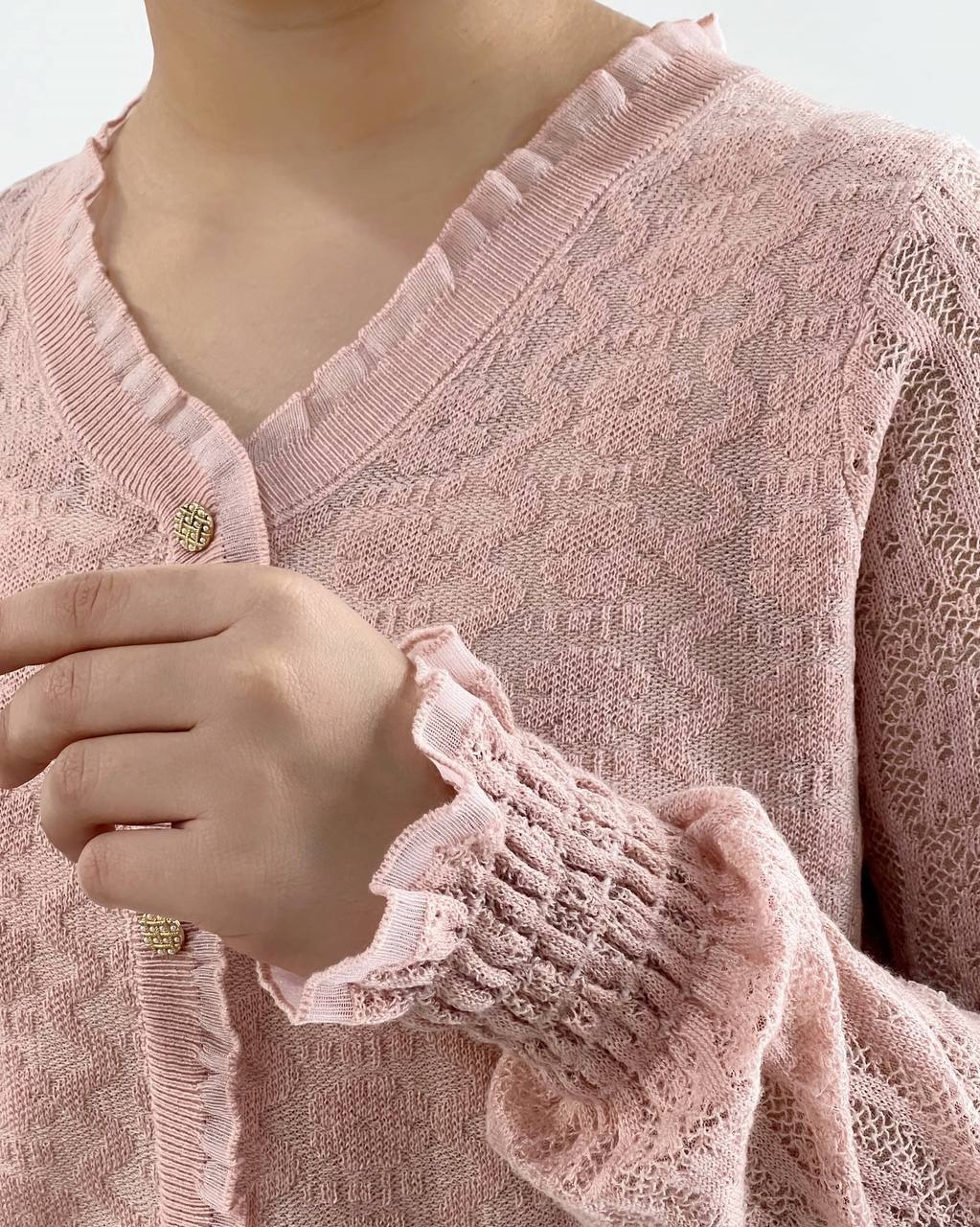 پلیور بافت گیپور گل برجسته کد 4225