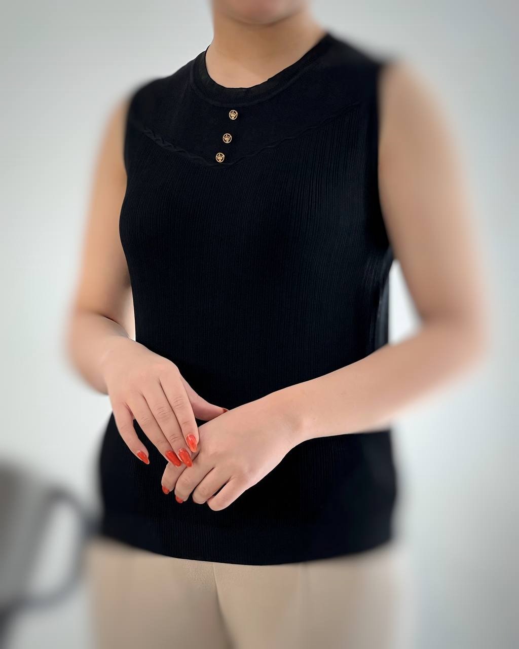 تاپ بافت سه رنگ یقه چین کد 4227