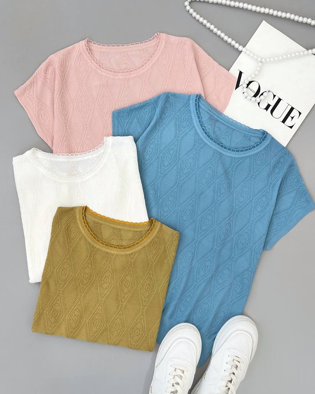 بلوز بافت کریستال 6 رنگ کد 4229