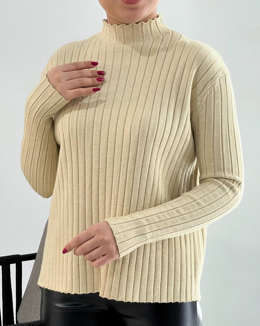 پلیور بافت ساده یقه ایستاده کد 4234