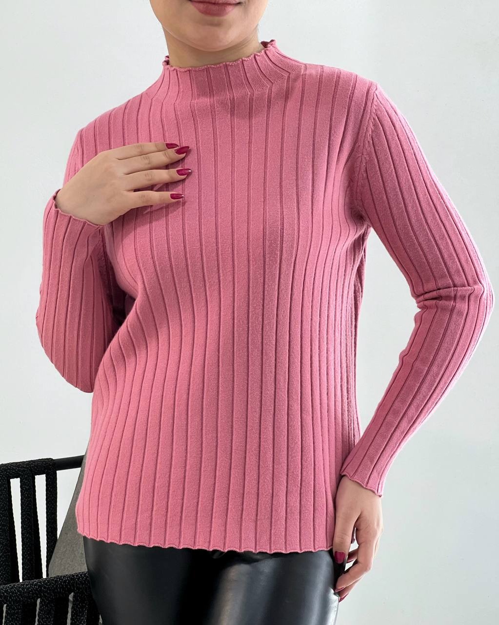 پلیور بافت ساده یقه ایستاده کد 4234