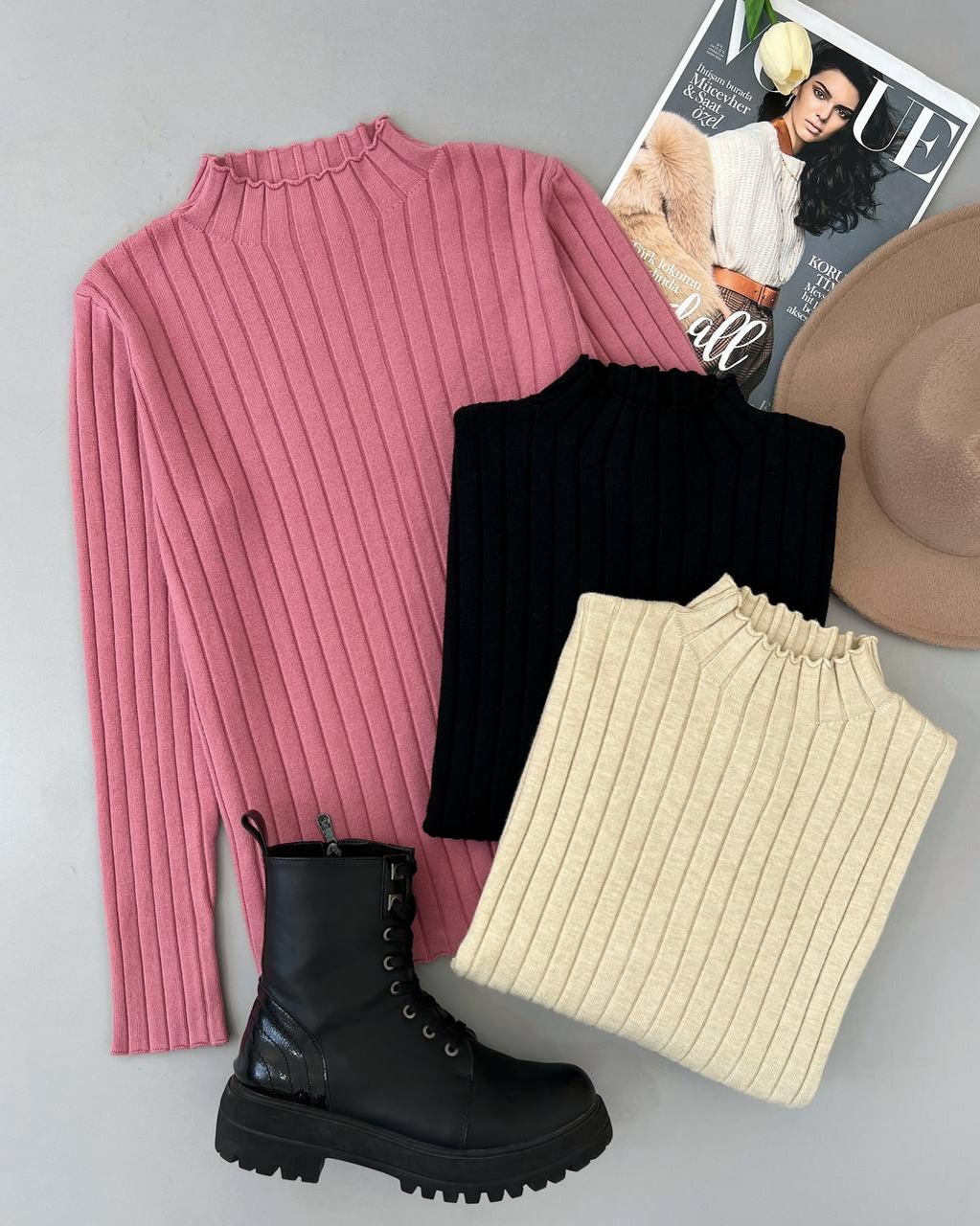 پلیور بافت ساده یقه ایستاده کد 4234