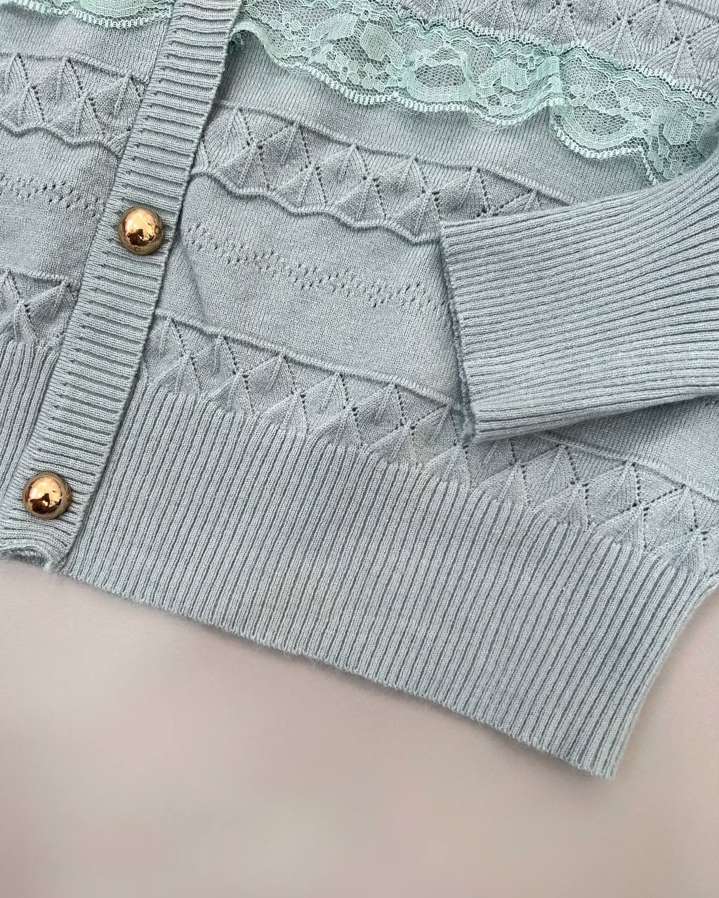 پلیور بافت نما دکمه آستین گیپور کد 4236