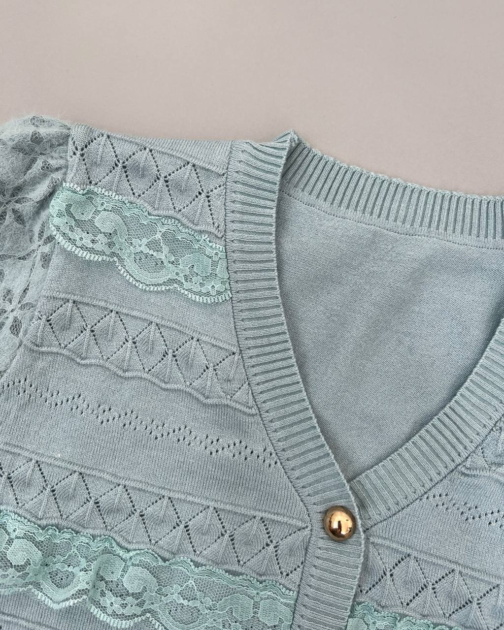 پلیور بافت نما دکمه آستین گیپور کد 4236