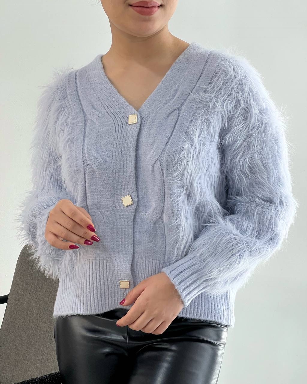 ژاکت بافت موهر جلو دکمه کد 4239