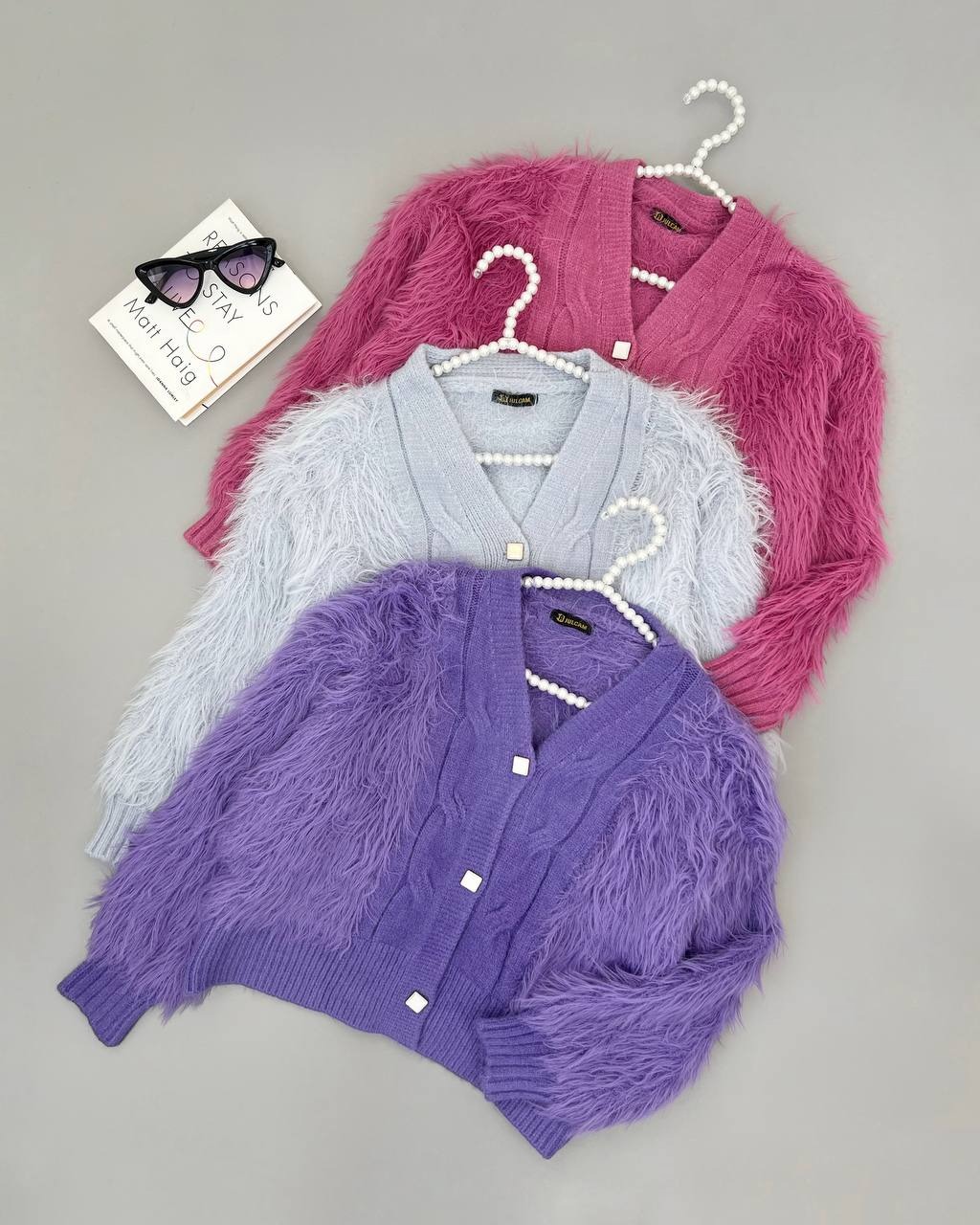 ژاکت بافت موهر جلو دکمه کد 4239