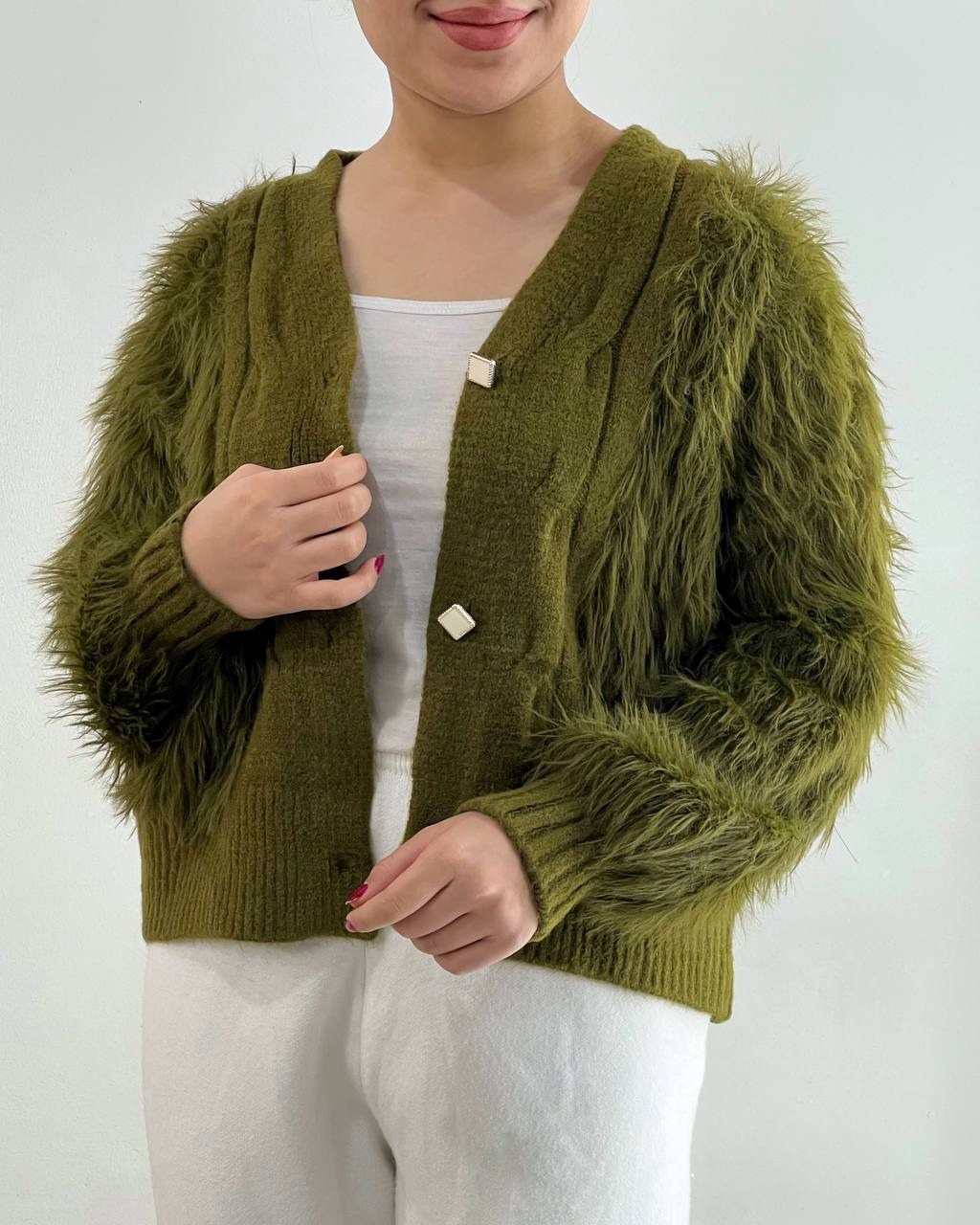 ژاکت بافت موهر جلو دکمه کد 4239