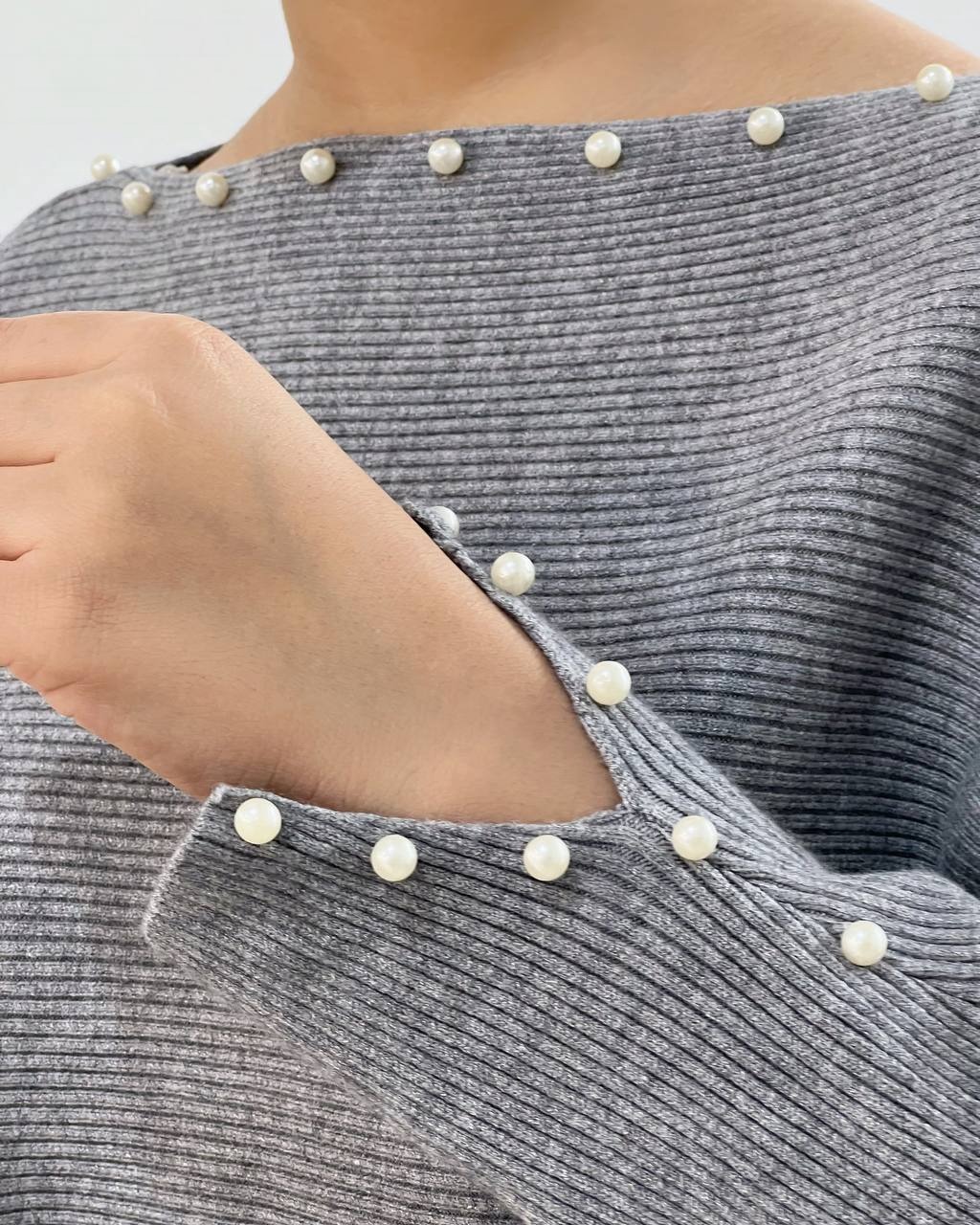 پلیور بافت آستین کیمونو مروارید کد 4240