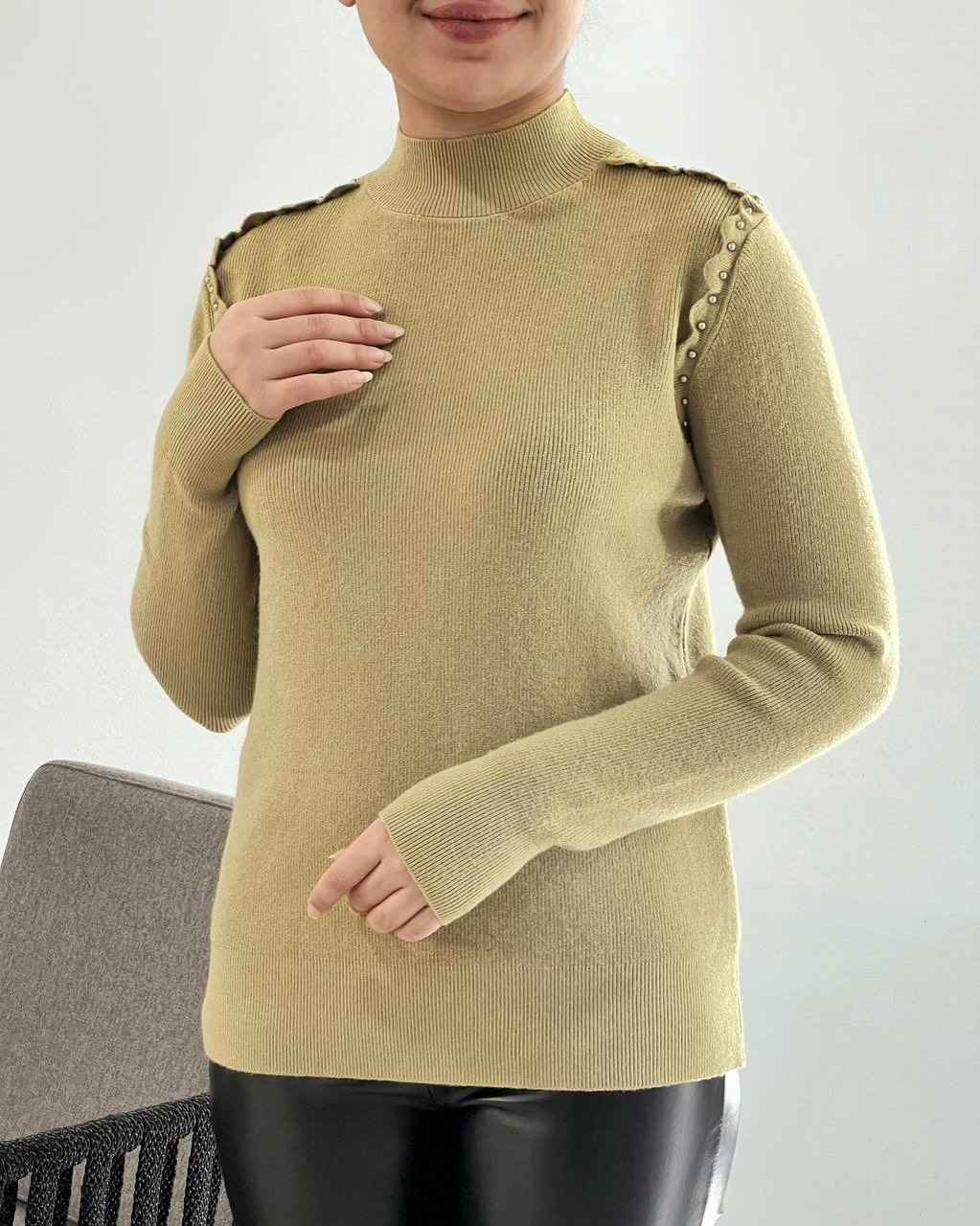 پلیور بافت سرشانه مروارید کد 4241