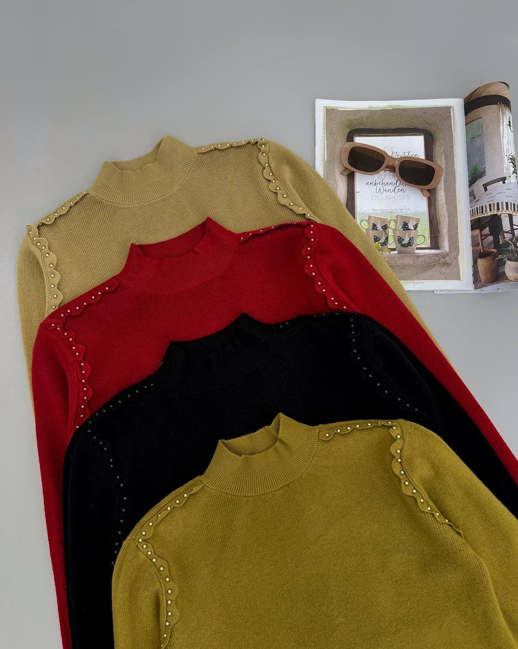 پلیور بافت سرشانه مروارید کد 4241