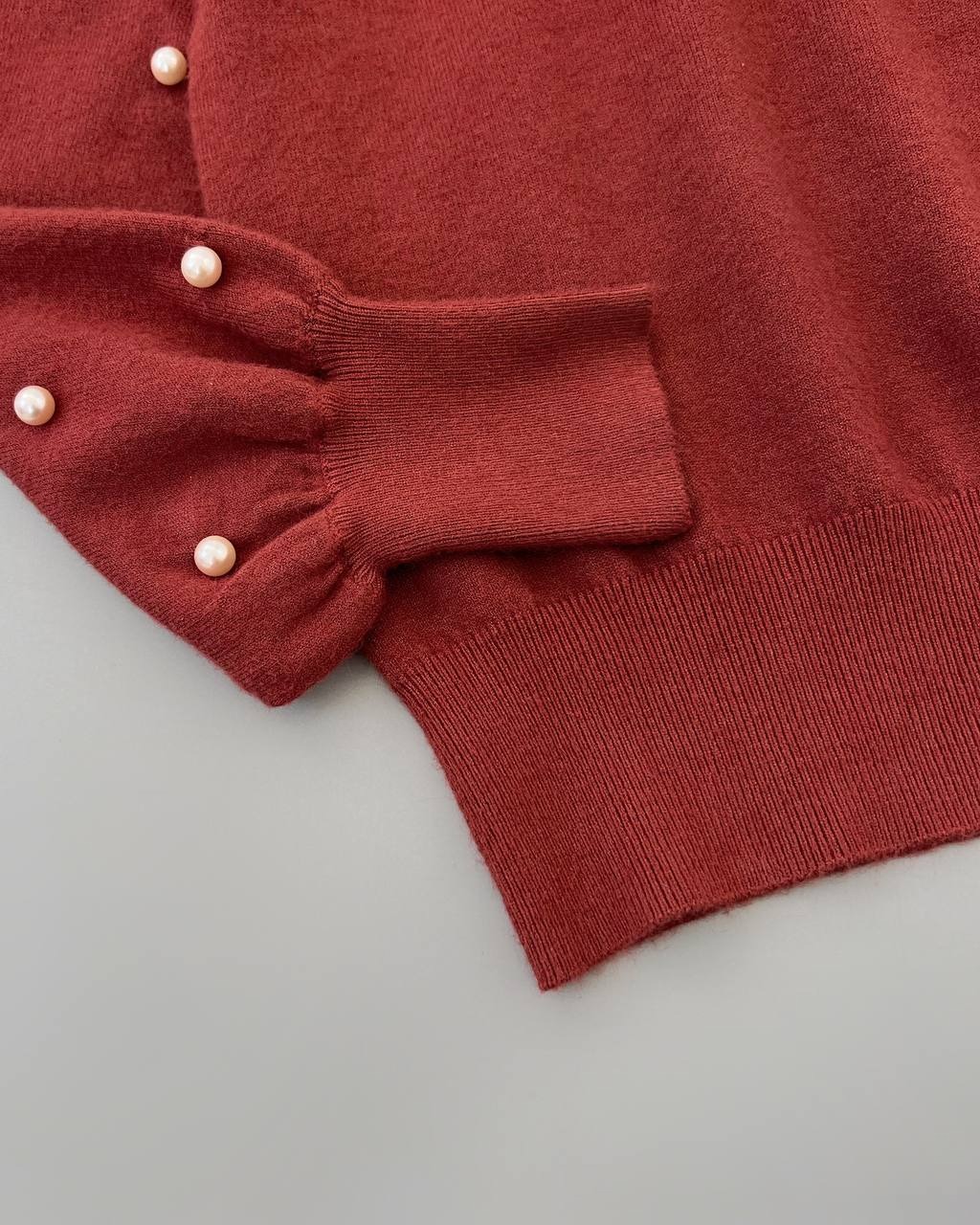 پلیور بافت آستین مروارید دو رنگ کد 4245