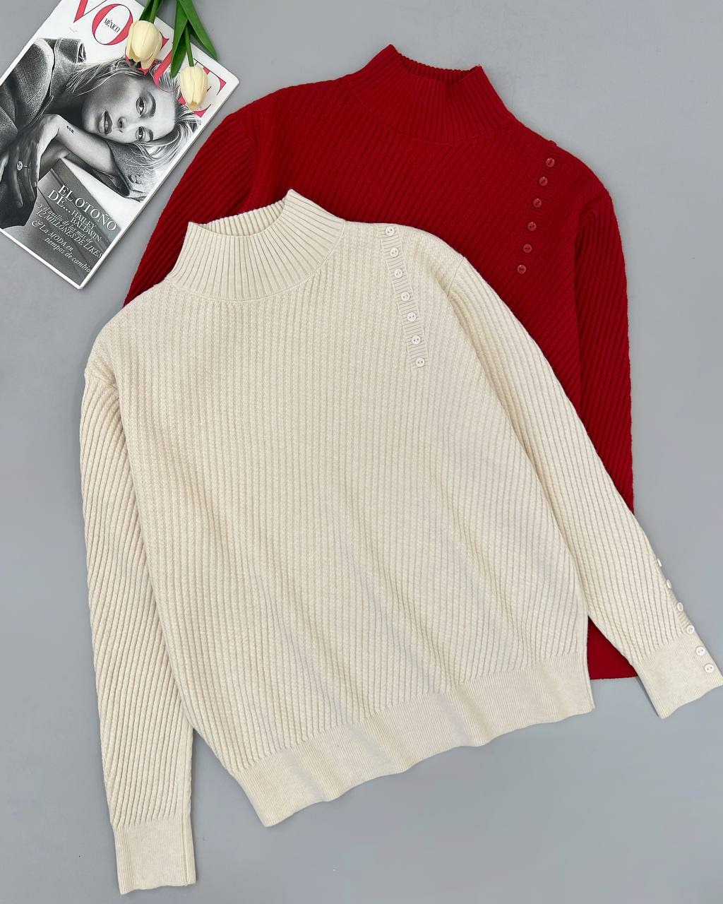 پلیور بافت دکمه کد 4246