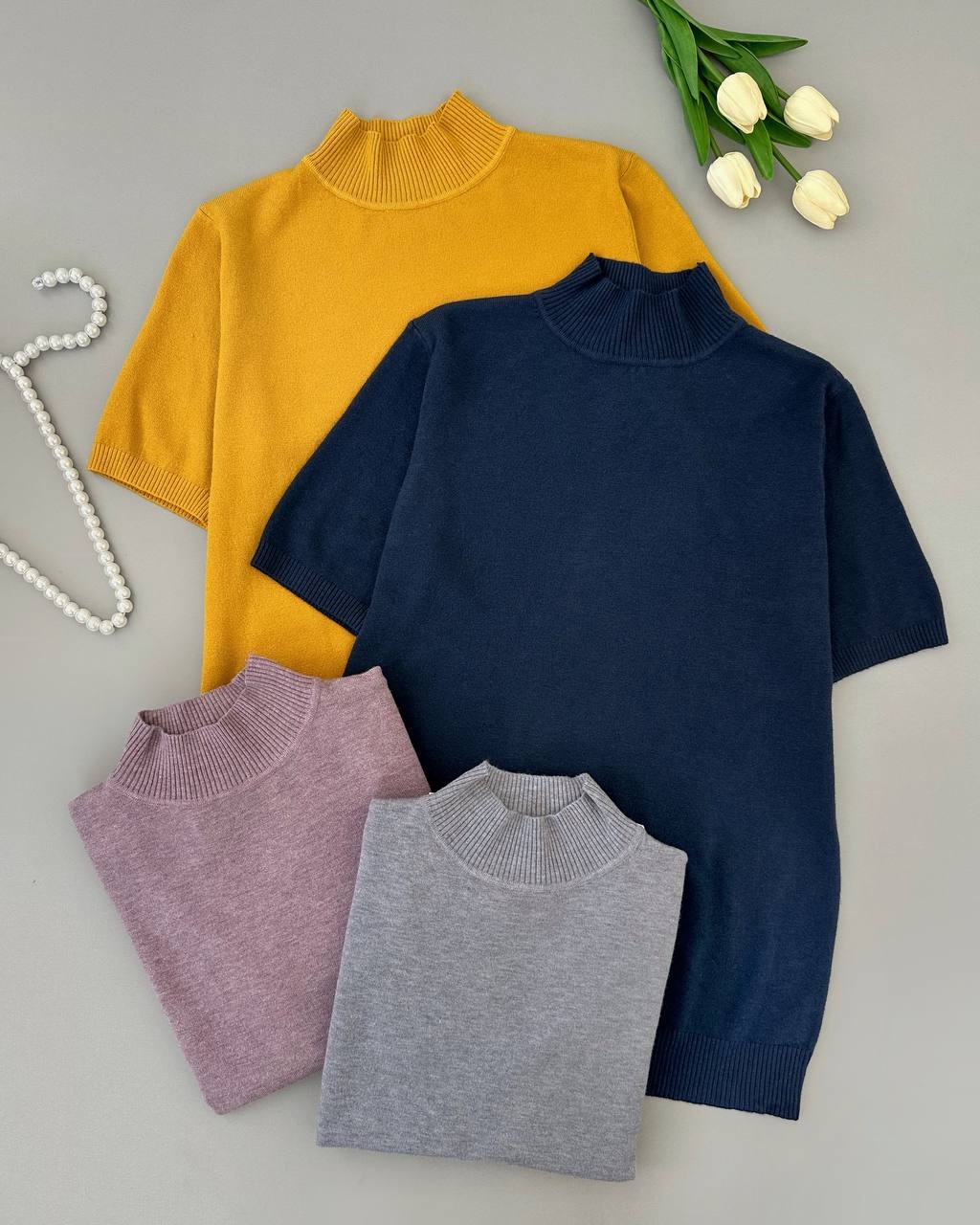 بلوز بافت آستین کوتاه کد 4248