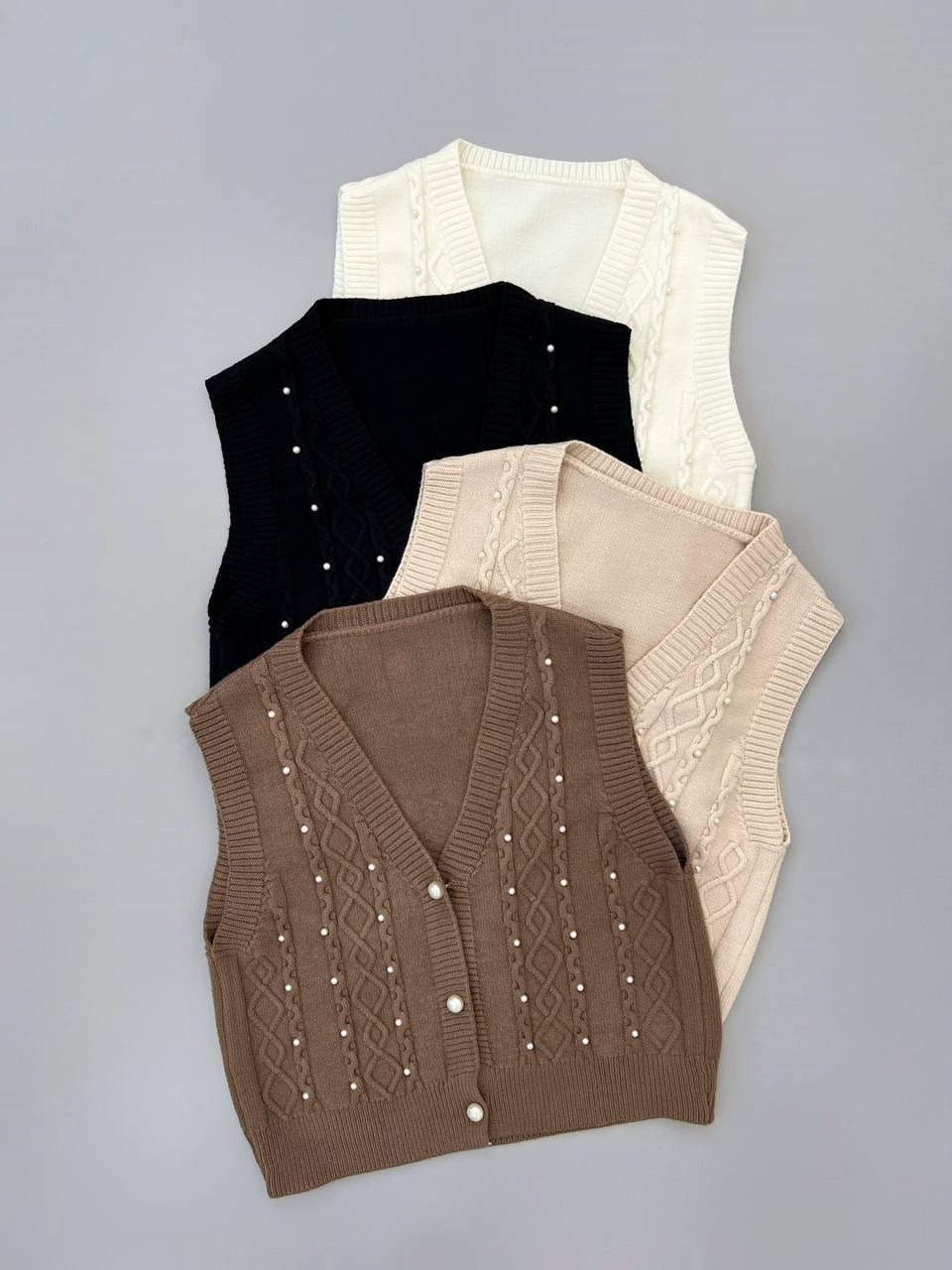 ست پیراهن و جلیقه بافت کد 4250