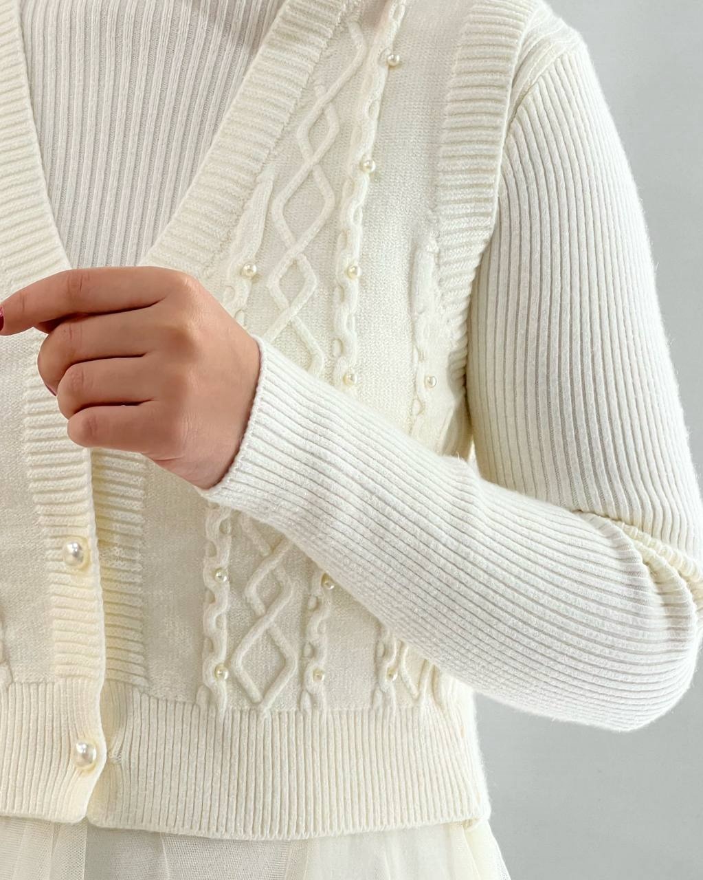 ست پیراهن و جلیقه بافت کد 4250