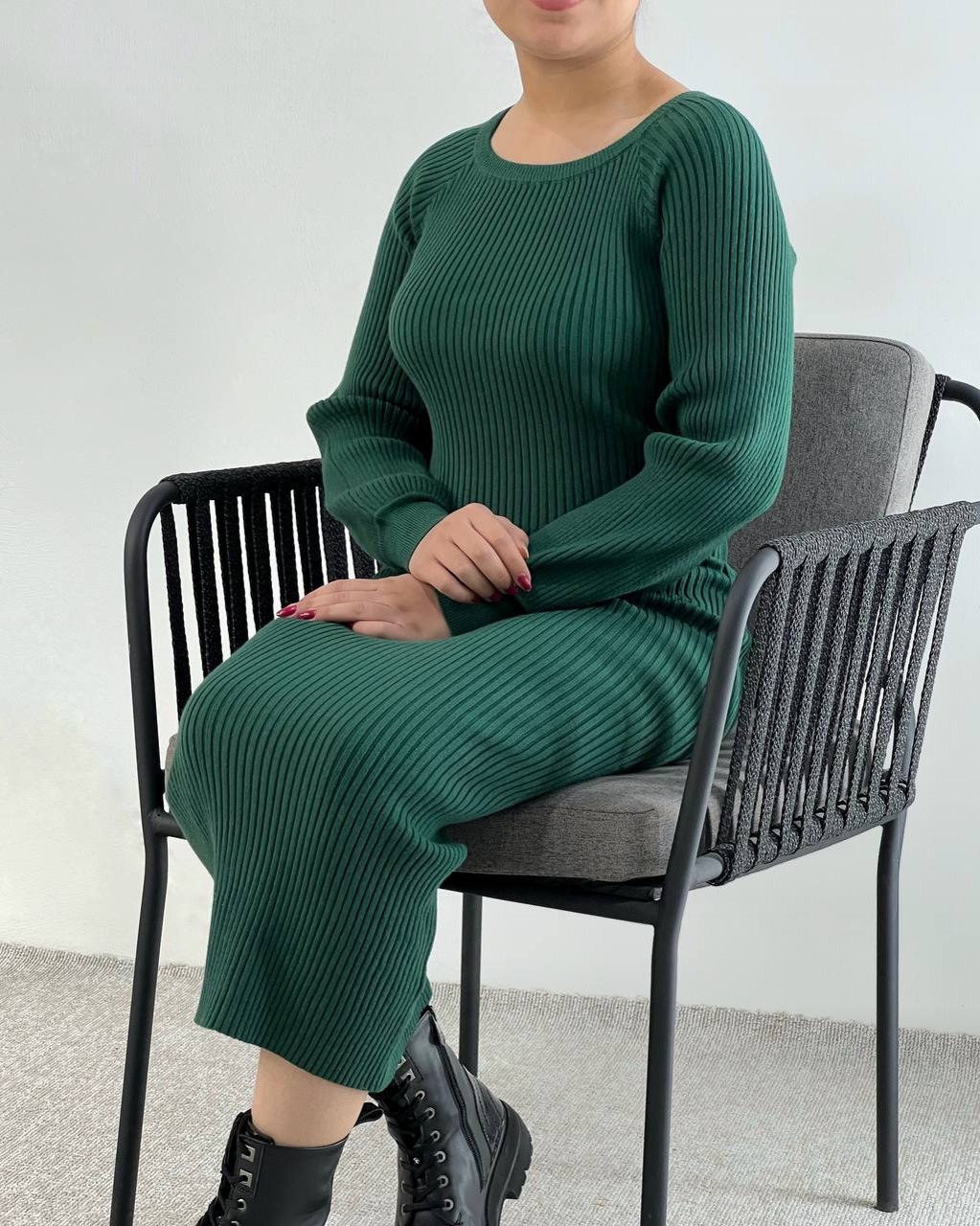 پیراهن بافت آستین مچی بلند کد 4257