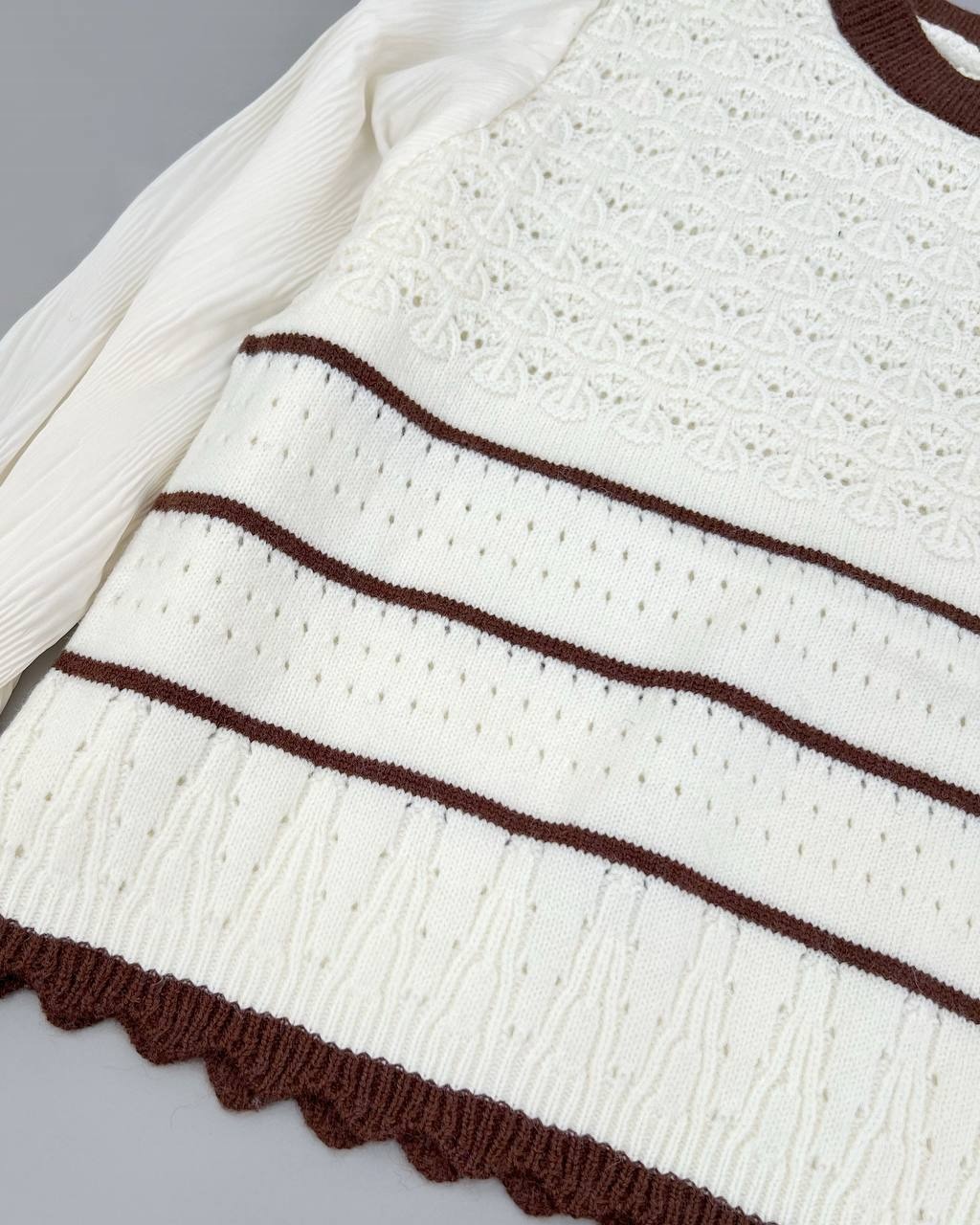 پلیور بافت آستین پلیسه کد 4260