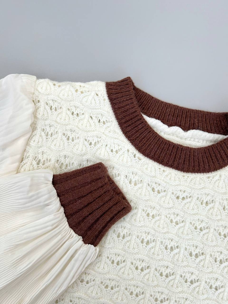 پلیور بافت آستین پلیسه کد 4260