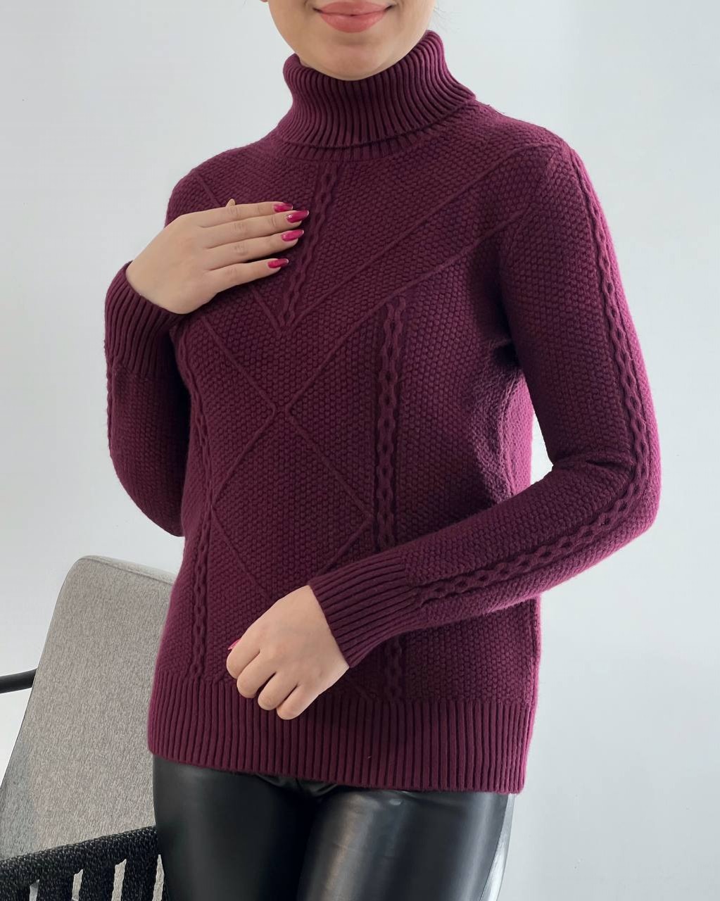 پلیور بافت یقه اسکی سه رنگ کد 4261