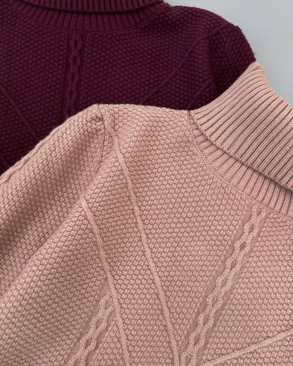 پلیور بافت یقه اسکی سه رنگ کد 4261