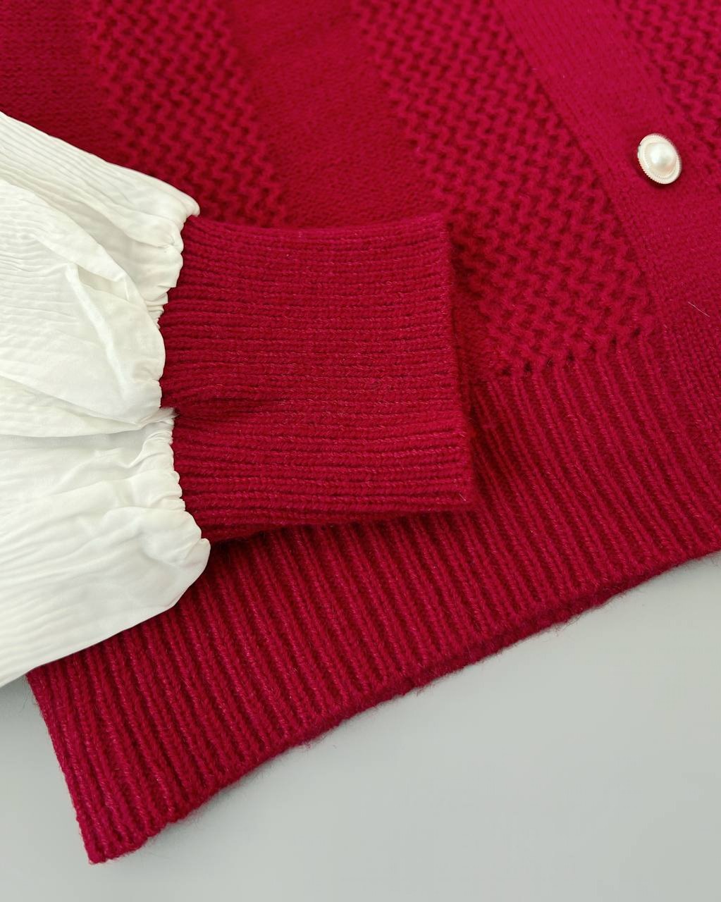 پلیور بافت آستین پلیسه تک پاپیون کد 4265