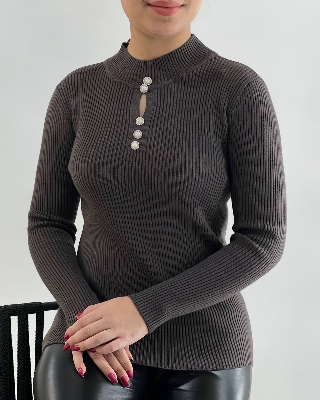 پلیور بافت ساده یقه سه سانت کد 4270