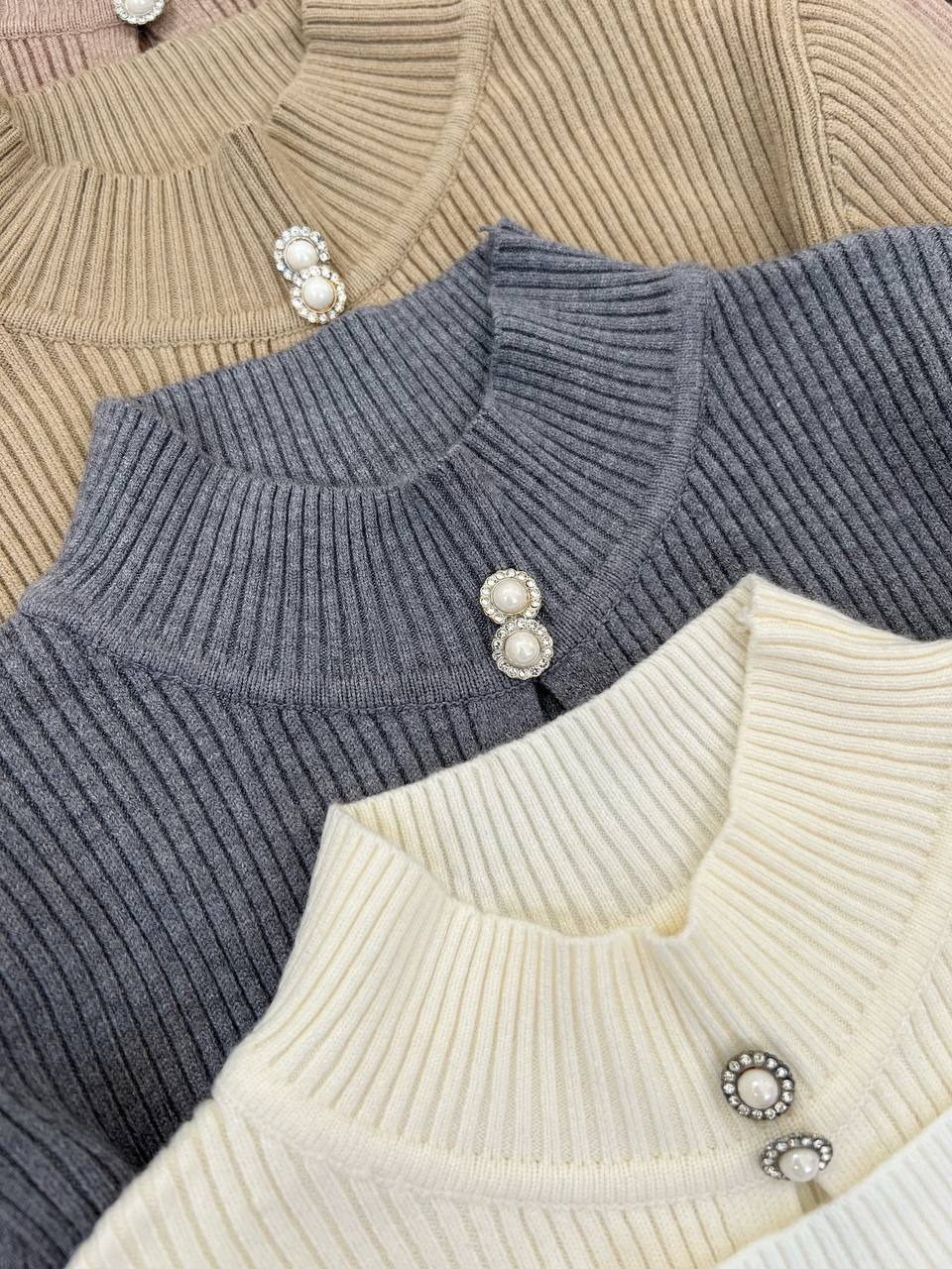 پلیور بافت ساده یقه سه سانت کد 4270