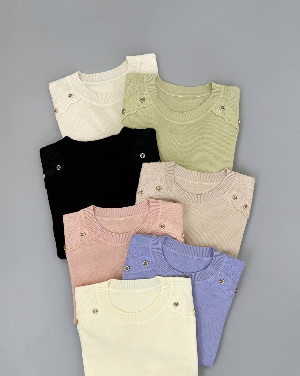 پلیور بافت آستین سه ربع سرشانه دکمه کد 4271