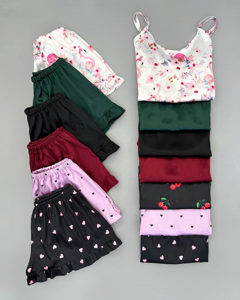 ست تاپ و شلوارک ساتن کد 4274