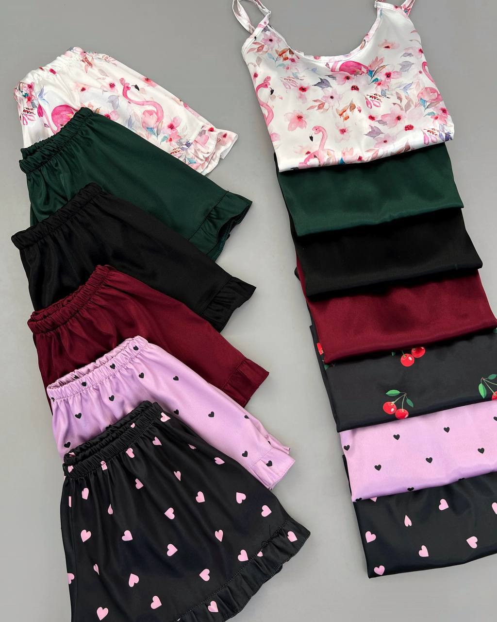 ست تاپ و شلوارک ساتن کد 4274