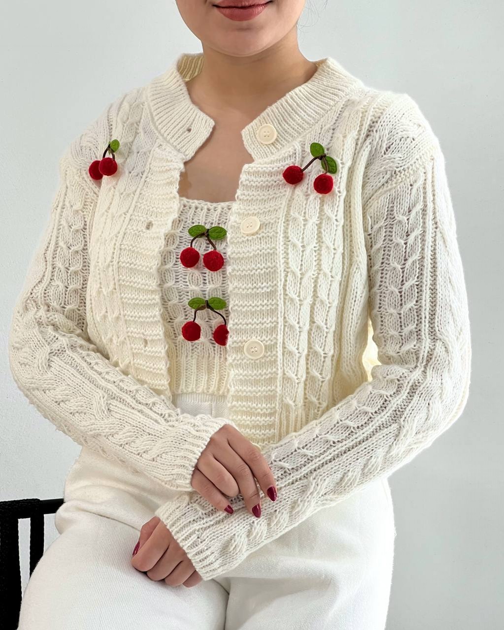 ست تاپ و کاردیگان آلبالو کد 4278